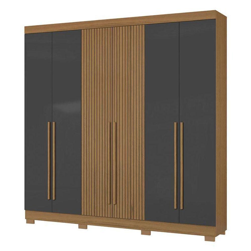 Guarda Roupa Casal 2030230 Com Multiuso 2000191 Atacama Grafite E Cômoda Sevilha Atacama - Aramóveis - 2