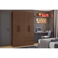 Guarda Roupa Solteiro 4 Portas E 2 Gavetas Zeus Amêndoa - Lopas - 8