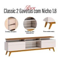 Rack Bancada Classic 2 Gavetas Com Nicho 1.8 Off White Freijó Touch - Imcal - 3