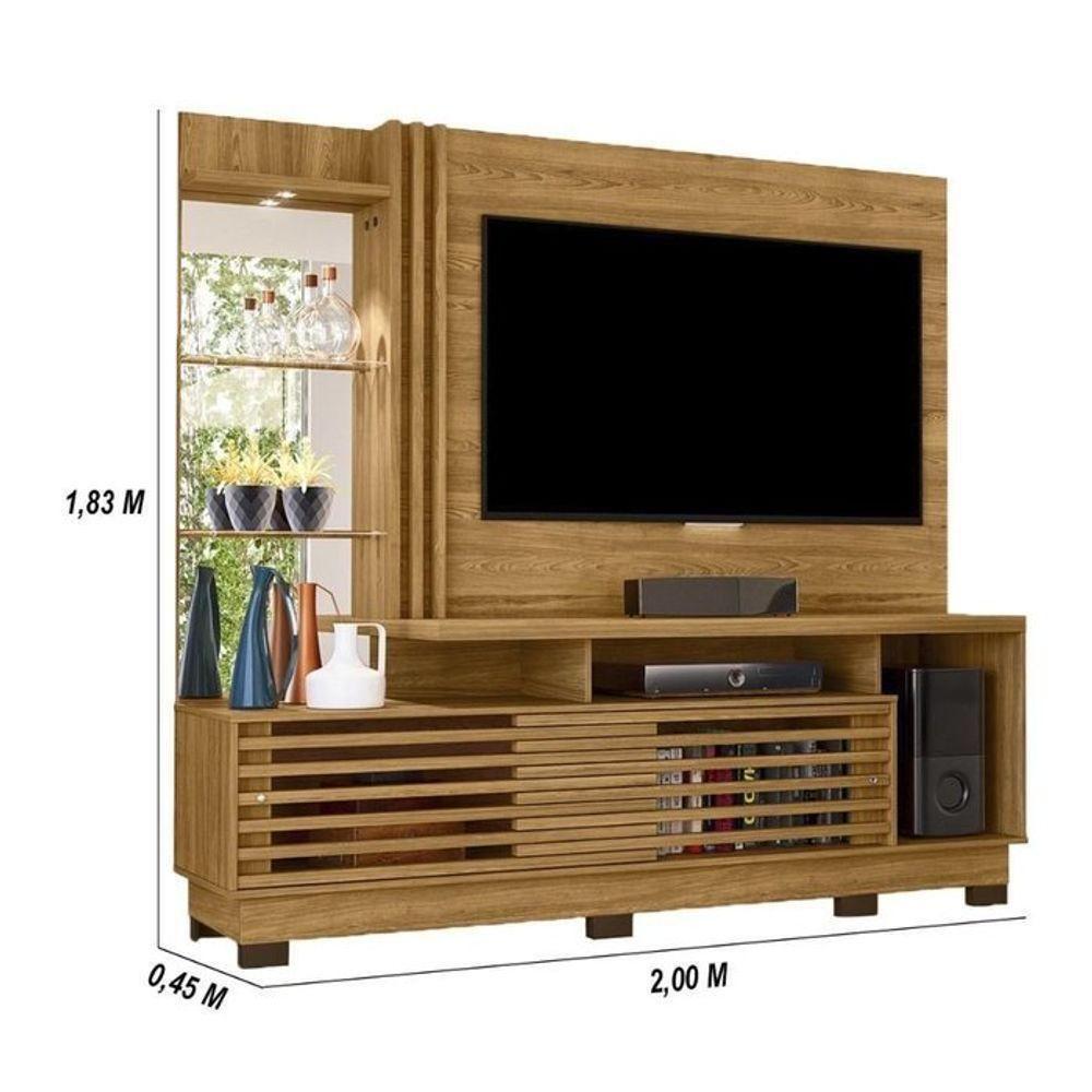 Estante Home Theater Frizz Plus Para Tv Até 60 Polegadas Com Pés 2 Portas - Madetec Cumaru - 3