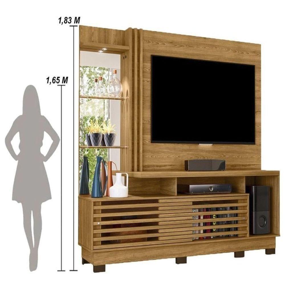 Estante Home Theater Frizz Plus Para Tv Até 60 Polegadas Com Pés 2 Portas - Madetec Cumaru - 4