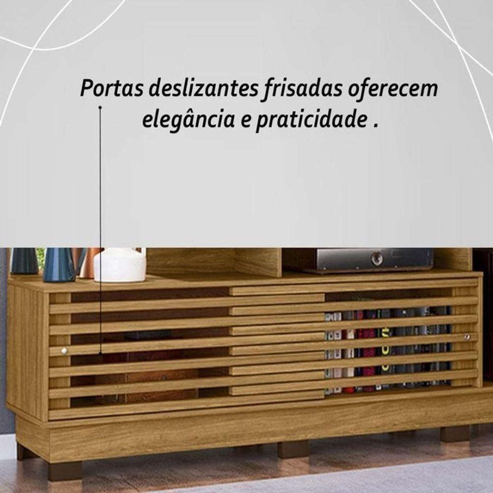 Estante Home Theater Frizz Plus Para Tv Até 60 Polegadas Com Pés 2 Portas - Madetec Cumaru - 8
