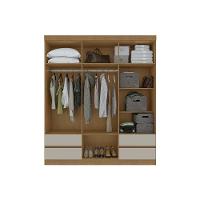 Guarda Roupa Solteiro 6 Portas (2 C- Espelho) E 4 Gavetaszeus Amêndoa-off White - Lopas - 5