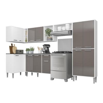 Armário de Cozinha Completa 6 Peças Xangai Zouk 12 Portas 1 Gaveta MDF Branco