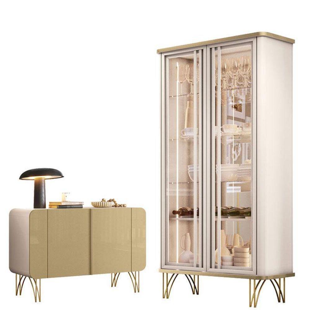 Cristaleira évora Com Buffet Benvenuto Champanhe Off White - Hb Móveis - 1