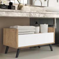 Gabinete Armário Banheiro 80Cm Retrô Multimóveis V5000 Rustic/Branco/Preto Rustic/Branco/Preto - 7