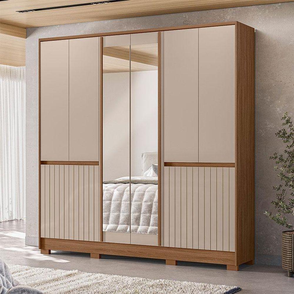 Guarda Roupa Casal Alasca 10 Portas Carvalho Fendi Com Espelho - Moval - 5