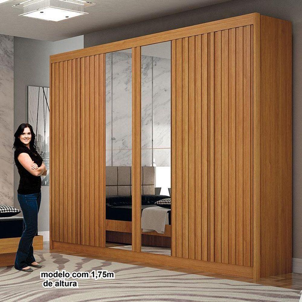 Guarda Roupa Casal 6 Portas New Braga Ripado Com Espelho Cinamomo – Leifer Móveis - 2