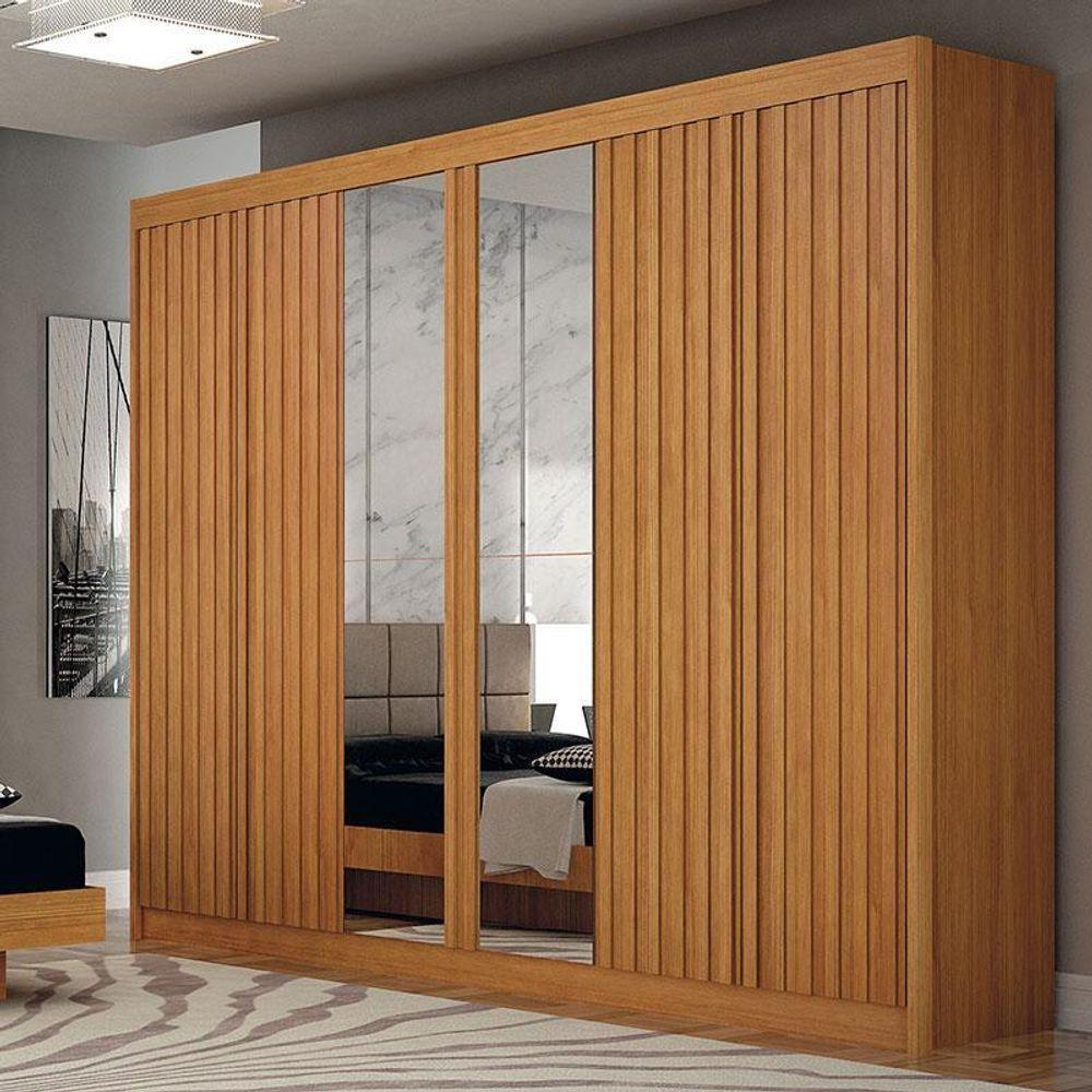 Guarda Roupa Casal 6 Portas New Braga Ripado Com Espelho Cinamomo – Leifer Móveis - 3