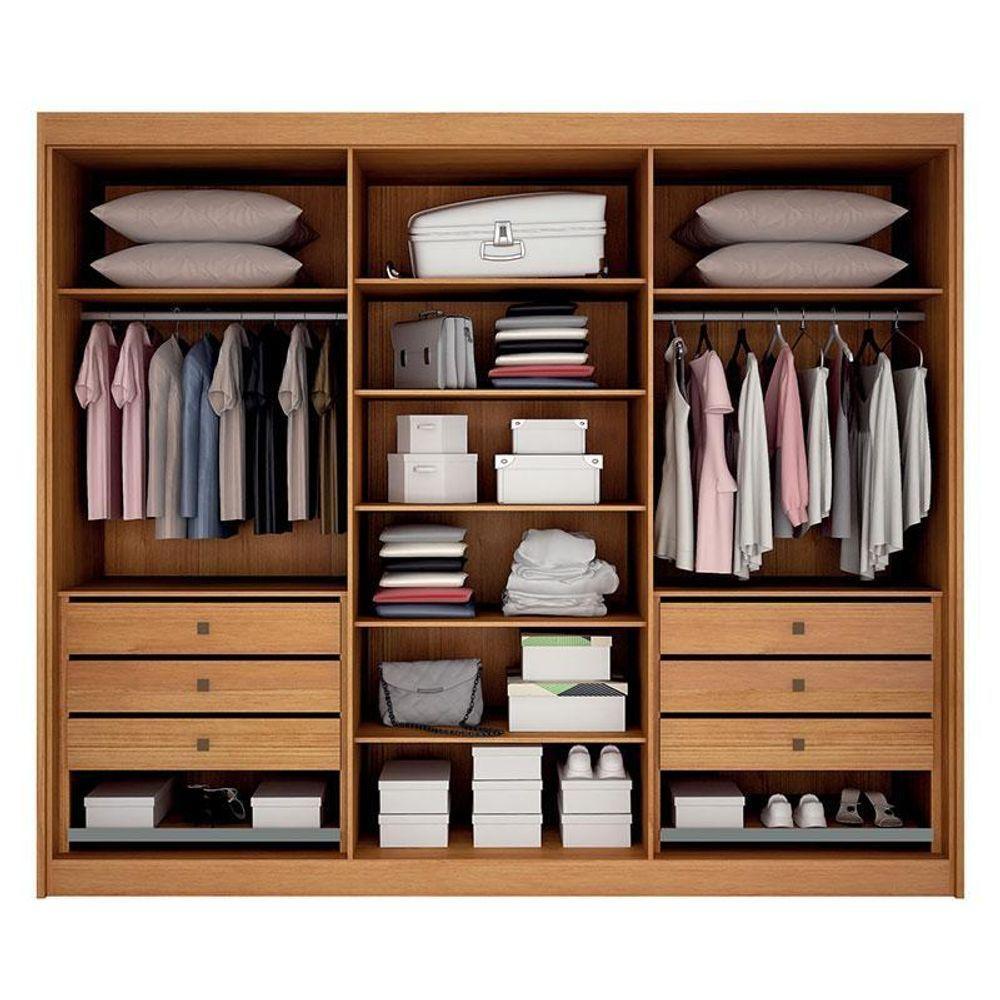 Guarda Roupa Casal 6 Portas New Braga Ripado Com Espelho Cinamomo – Leifer Móveis - 4