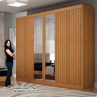 Guarda Roupa Casal 6 Portas New Braga Ripado Com Espelho Cinamomo – Leifer Móveis - 2
