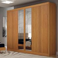Guarda Roupa Casal 6 Portas New Braga Ripado Com Espelho Cinamomo – Leifer Móveis - 3