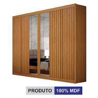Guarda Roupa Casal 6 Portas New Braga Ripado Com Espelho Cinamomo – Leifer Móveis - 5
