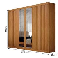 Guarda Roupa Casal 6 Portas New Braga Ripado Com Espelho Cinamomo – Leifer Móveis - 7