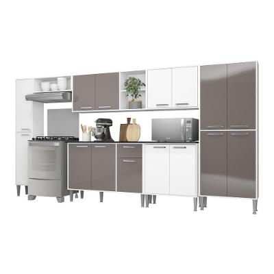 Cozinha Compacta Xangai Blues 15 Portas 1 Gaveta MDP 334cm Branco