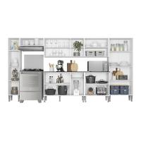 Cozinha Compacta Com Armário E Balcão Xangai Blues Multimóveis Branca/Lacca Fumê Branco/Lacca Fumê - 5