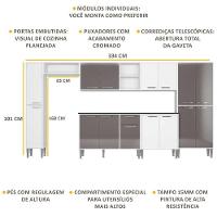 Cozinha Compacta Com Armário E Balcão Xangai Blues Multimóveis Branca/Lacca Fumê Branco/Lacca Fumê - 7