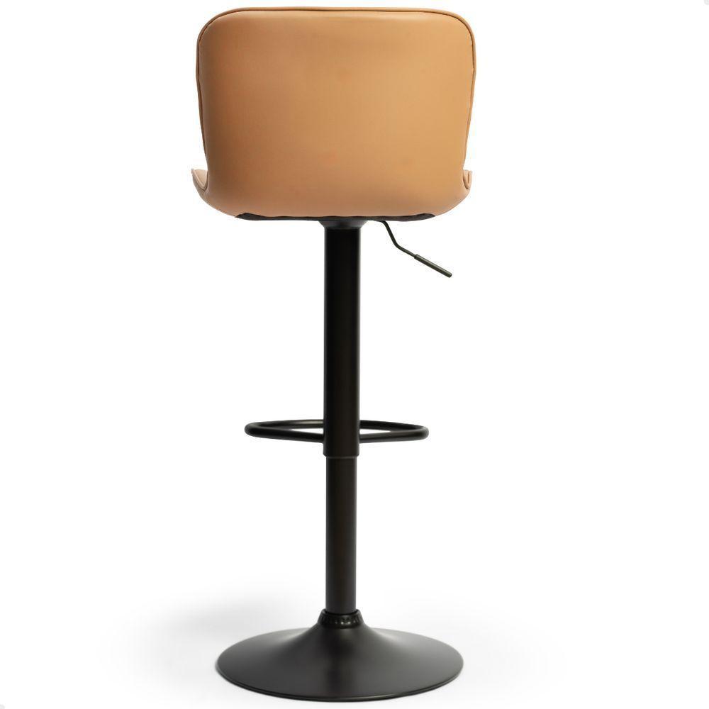 Banqueta Alta Para Cozinha Estofada Giratória Encosto Bar Caramelo - 8