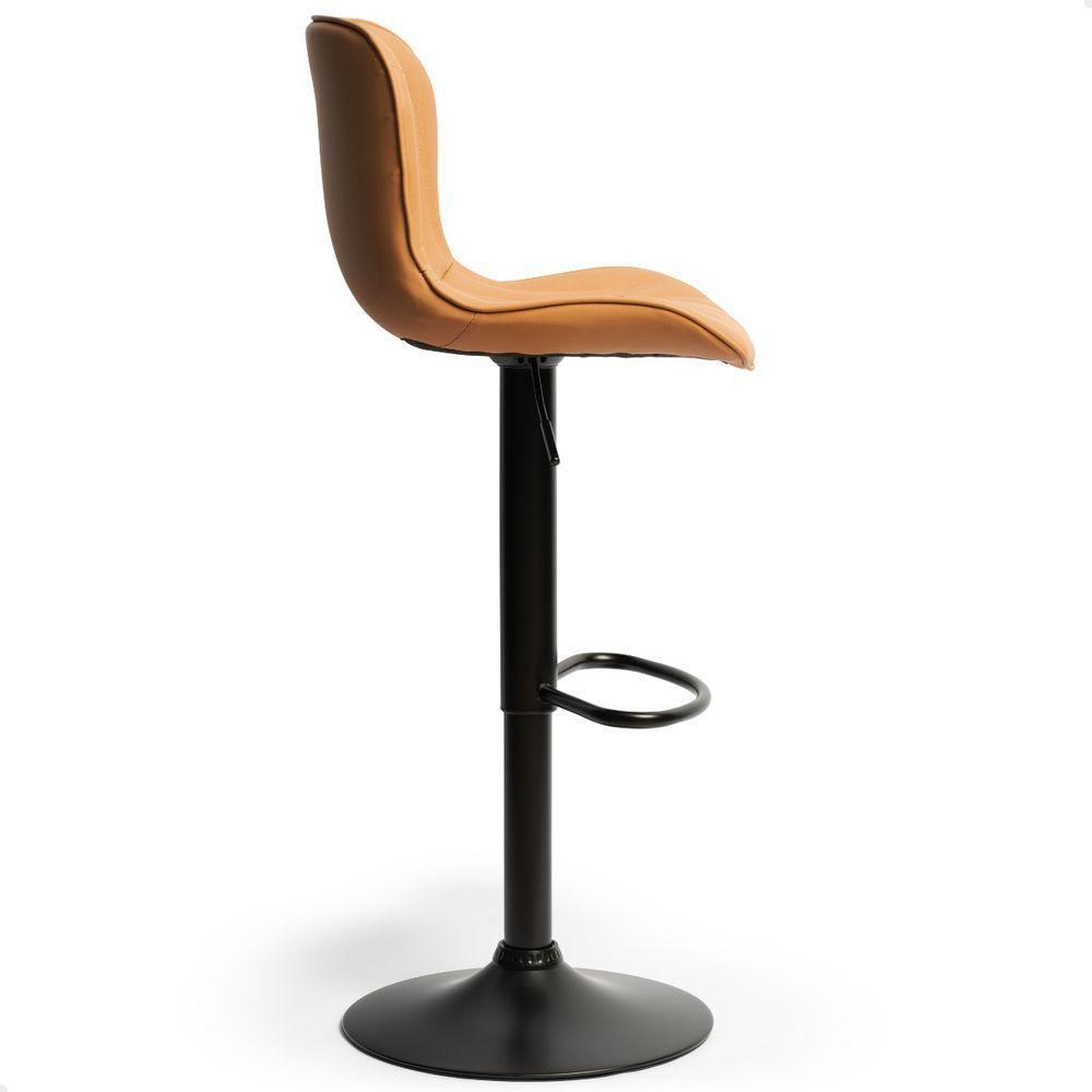 Banqueta Alta Para Cozinha Estofada Giratória Encosto Bar Caramelo - 9