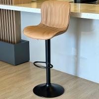 Banqueta Alta Para Cozinha Estofada Giratória Encosto Bar Caramelo
