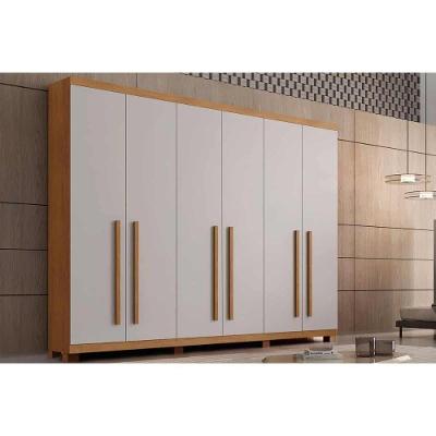 Guarda Roupa Casal 6 Portas de Bater 6 Gavetas Pernambuco Imbuia-Off White MDF Rufato