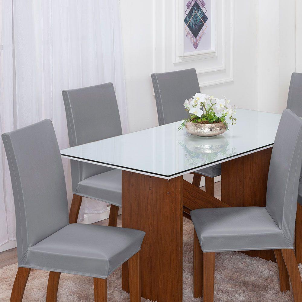 Kit 6 Pçs Capa Protetora De Cadeira 6 Lugares Malha Gel Ajustável Variação: Cinza - 7