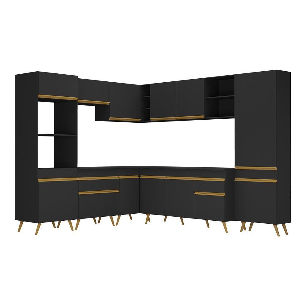 Cozinha Completa De Canto Veneza Gb Mp2047 Com Armário E Balcão Preta - 1