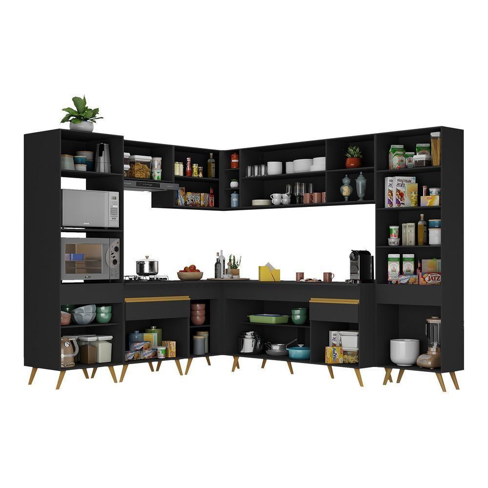 Cozinha Completa De Canto Veneza Gb Mp2047 Com Armário E Balcão Preta - 4