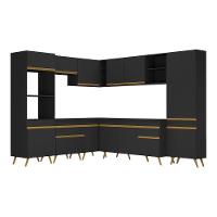 Cozinha Completa De Canto Veneza Gb Mp2047 Com Armário E Balcão Preta - 1