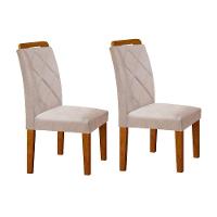 Cadeira Sala De Jantar Melissa Kit 2 Un Madeira Capuccino-linho Bege Turim - Rufato - 5