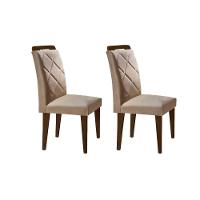 Cadeira Sala De Jantar Melissa Kit 2 Un Madeira Capuccino-linho Bege Turim - Rufato - 6