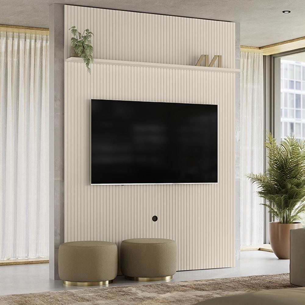 Painel New Interlagos Para Tv 75 Polegadas Do Piso Ao Teto - Madetec Off White - 2