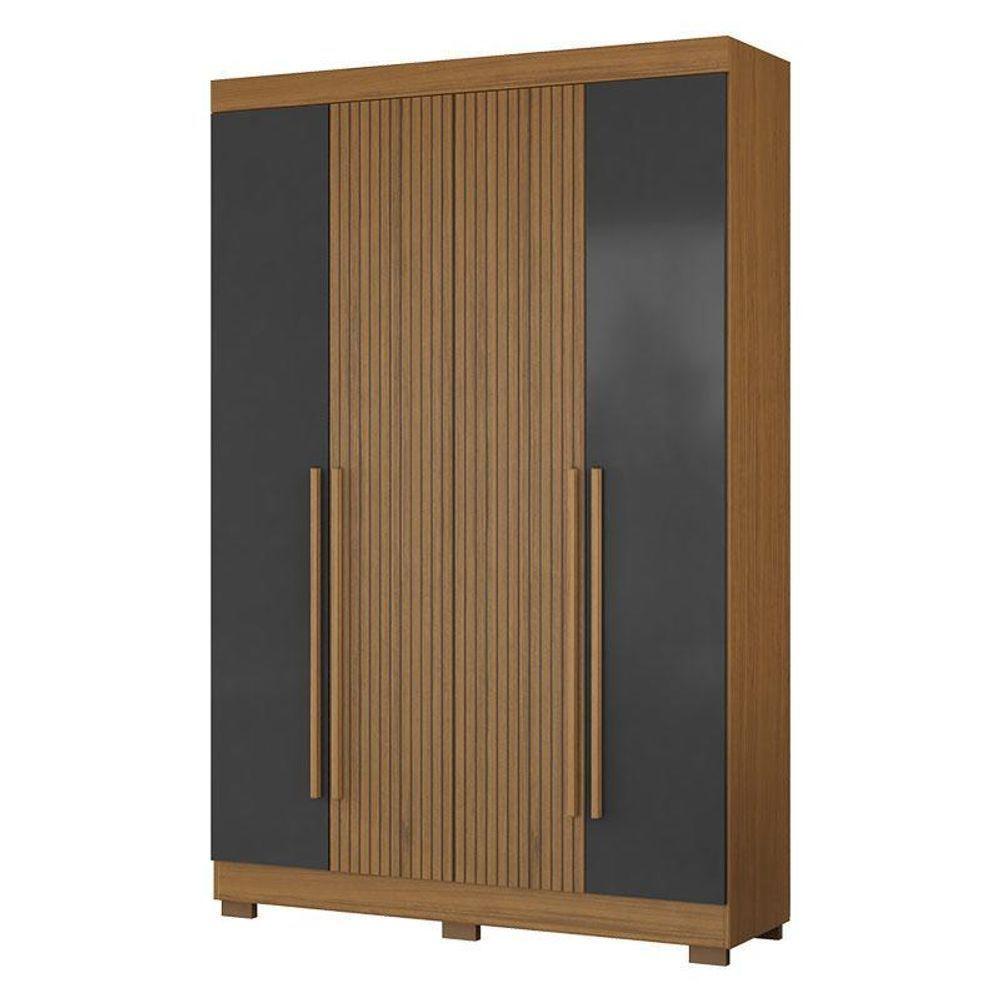 Guarda Roupa Casal 2030240 Com Armário Multiuso 2000191 Atacama Grafite E Cômoda 2014143 Atacama - Aramóveis - 2