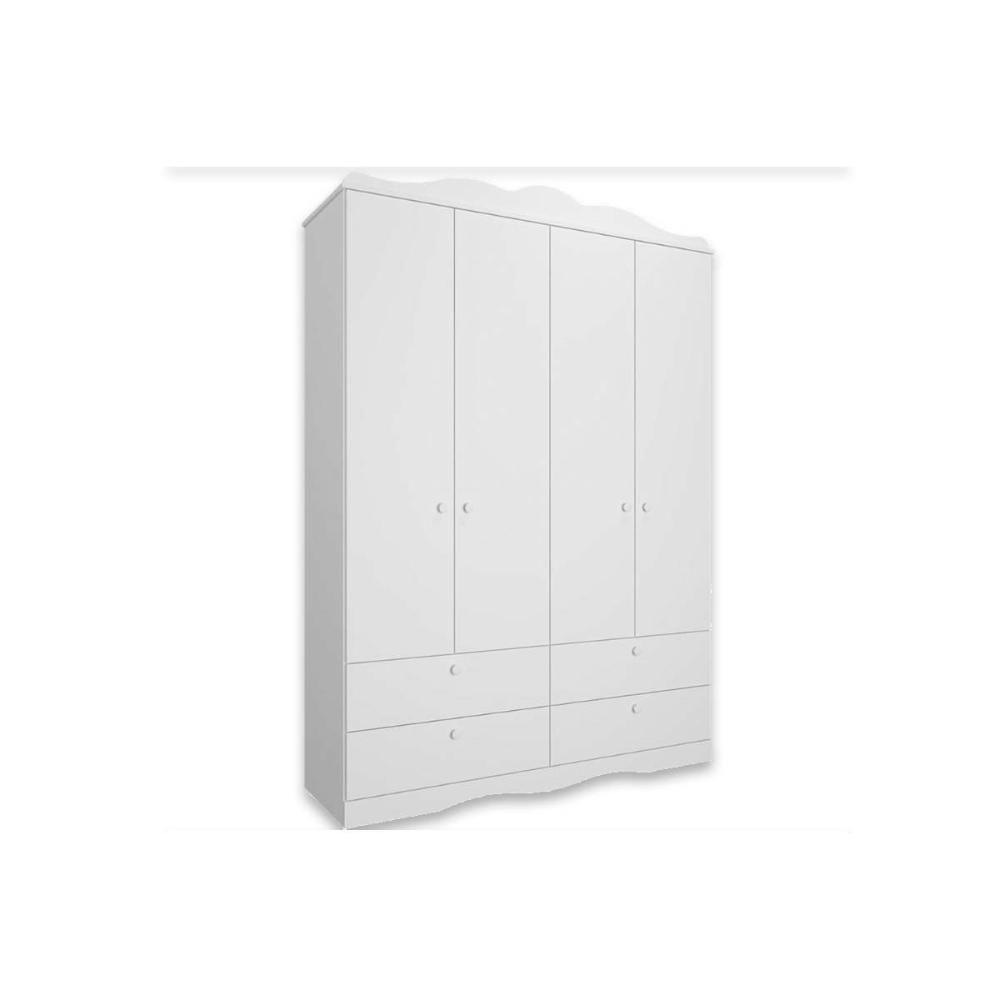 Guarda Roupa Infantil Encanto C- 4 Portas E 4 Gavetas Branco - Permóbili Baby - 1