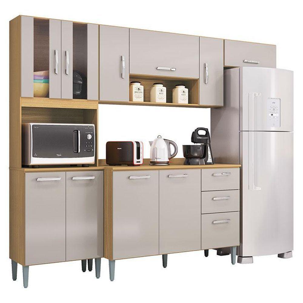 Cozinha Lavínia Balcão Com Tampo Damasco Off White - Poquema - 1