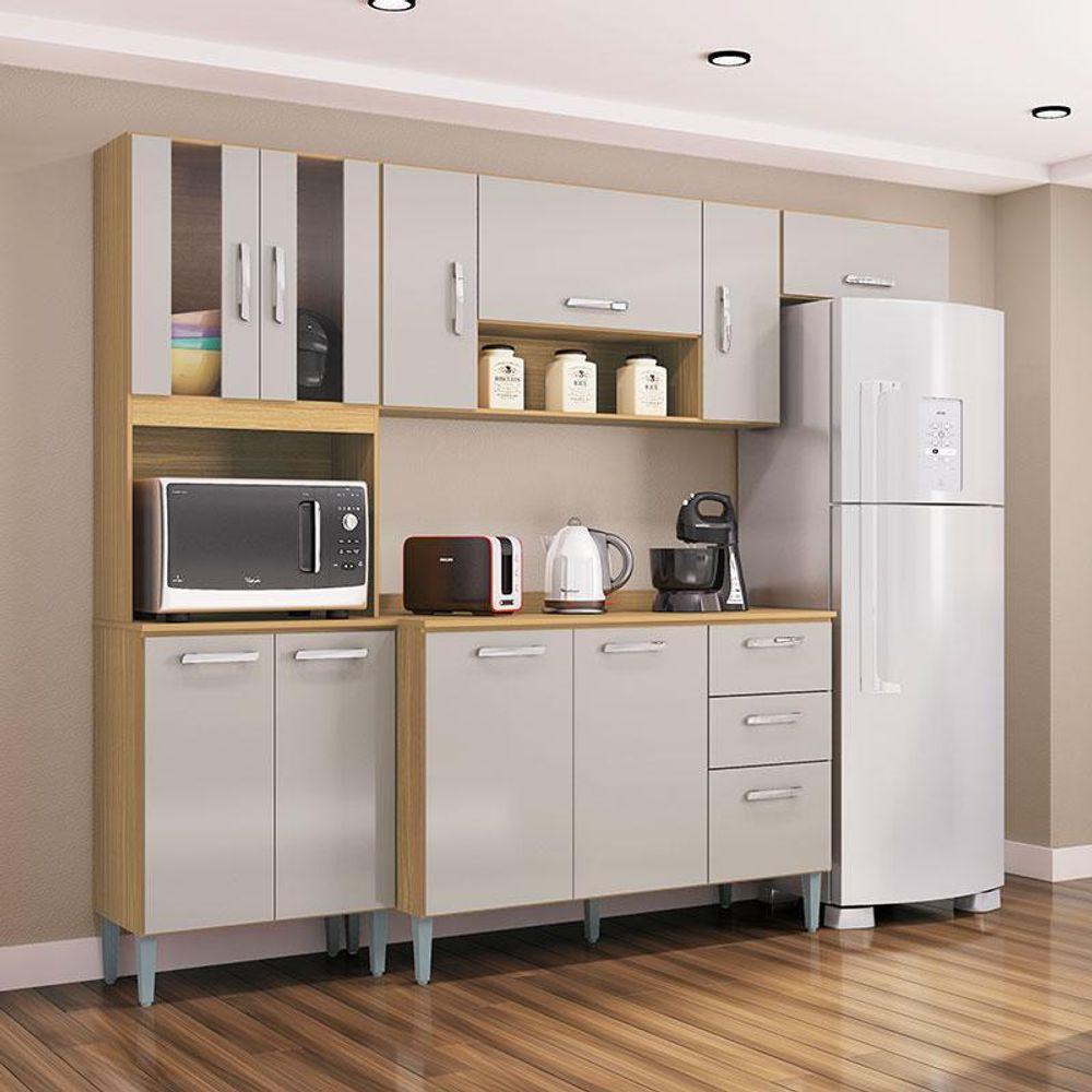 Cozinha Lavínia Balcão Com Tampo Damasco Off White - Poquema - 2