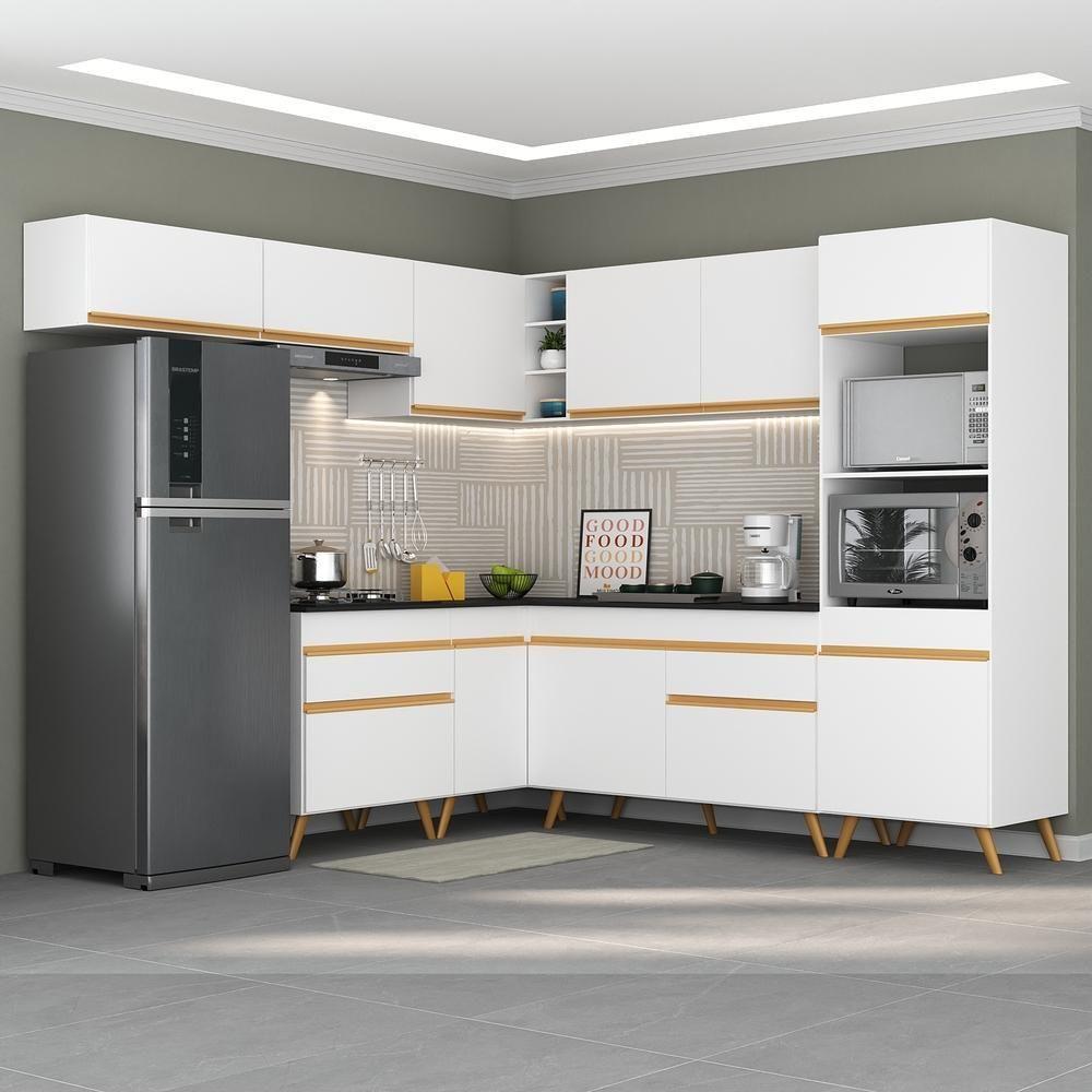 Cozinha Completa De Canto Veneza Gw Mp2070 Com Armário E Balcão Branca - 2