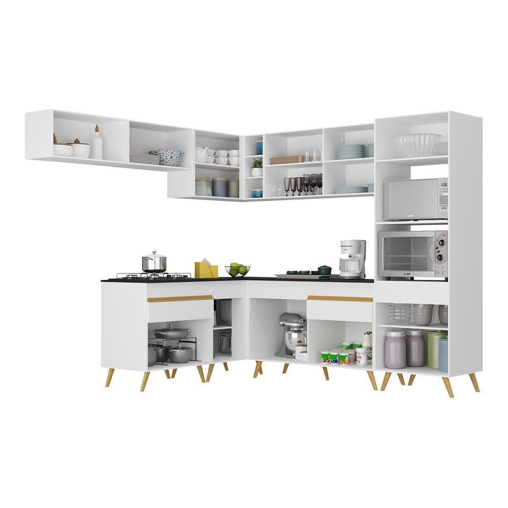 Cozinha Completa De Canto Veneza Gw Mp2070 Com Armário E Balcão Branca - 3