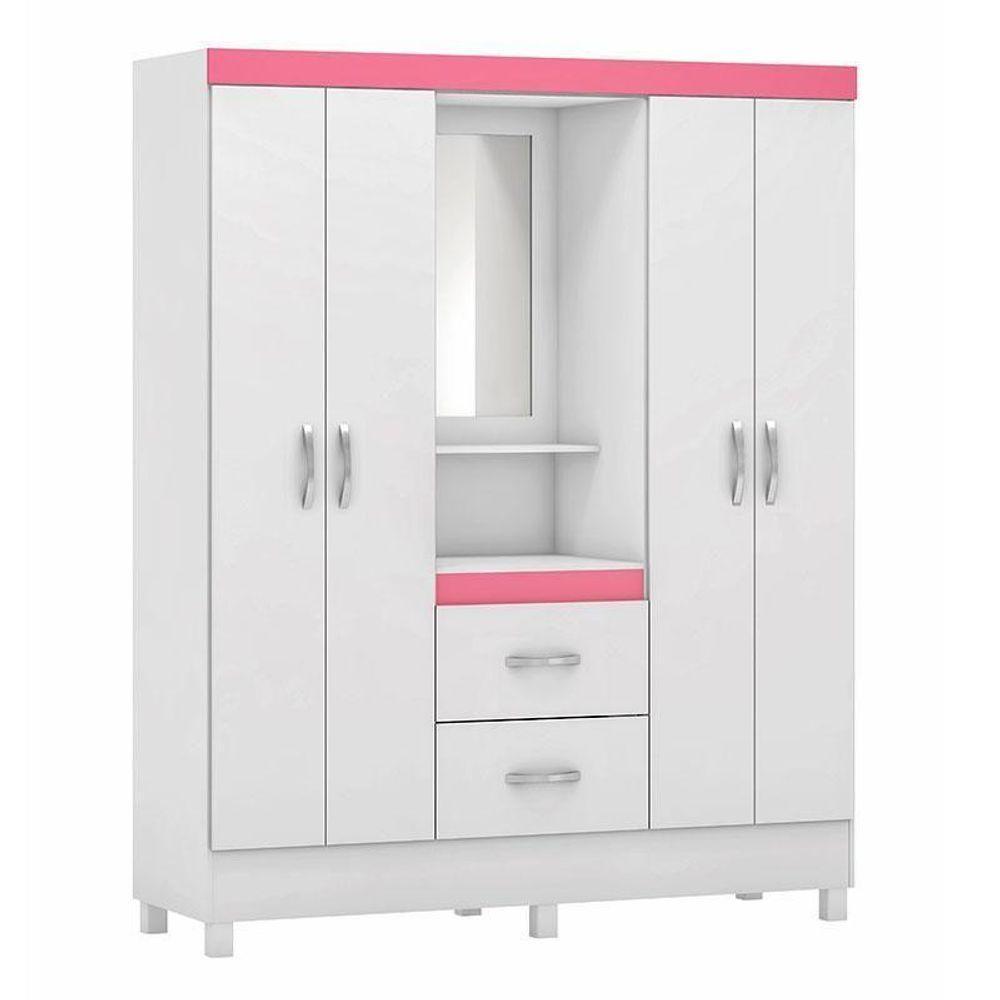 Cômoda Flora E Guarda Roupa Casal Lord Branco Flex - Demóbile - 5