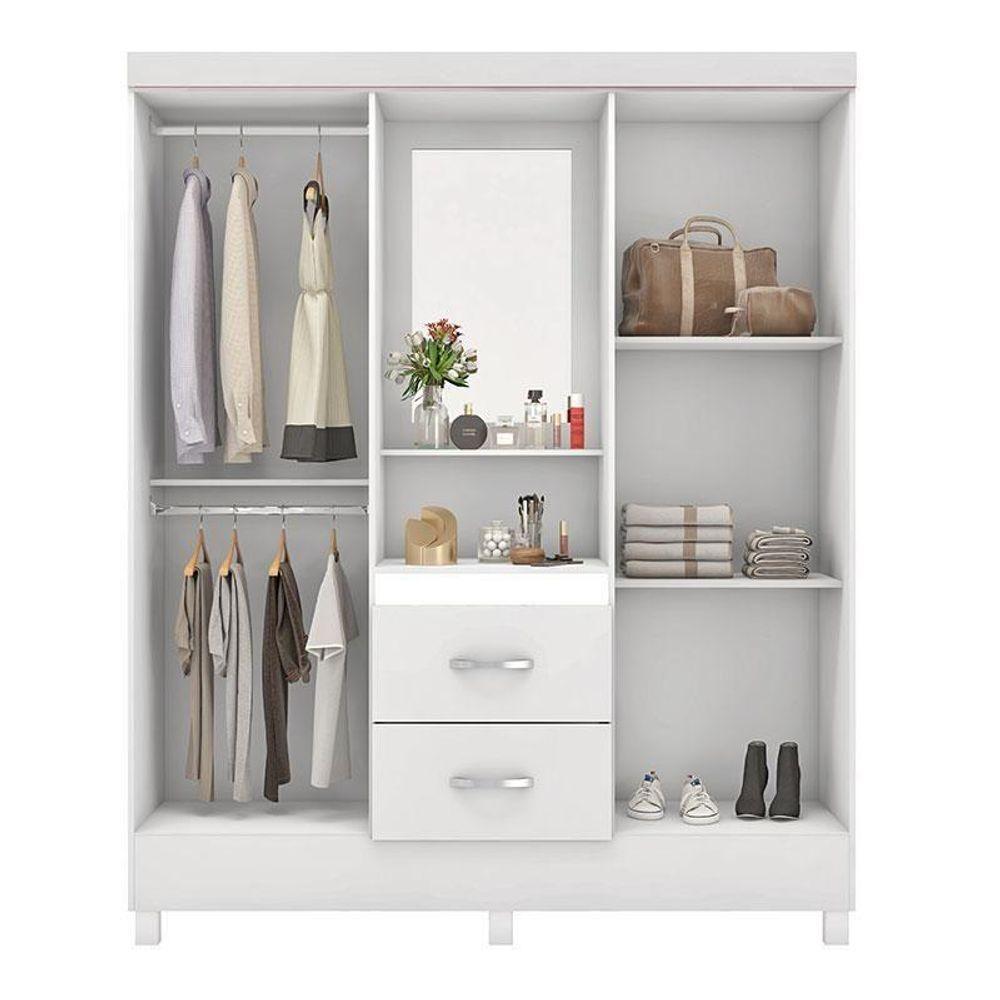 Cômoda Flora E Guarda Roupa Casal Lord Branco Flex - Demóbile - 6