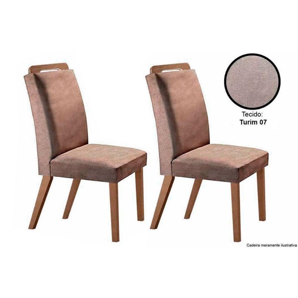 Cadeira Sala De Jantar Athenas Kit 2 Un Madeira Capuccino-linho Bege Turim - Rufato - 1