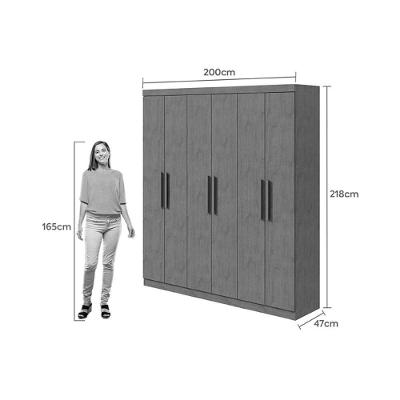 Guarda Roupa Casal Jazz Amêndoa 6 Portas de Abrir 3 Gavetas Amêndoa