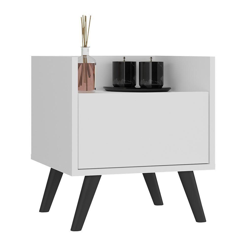 Gabinete Armário Banheiro 40Cm Retrô Multimóveis V5037 Branco/Preto Branco/Preto - 1