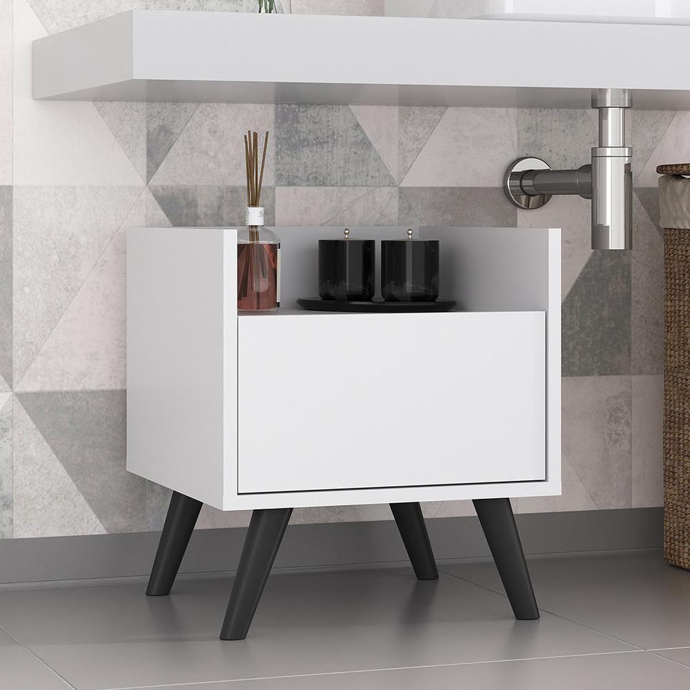 Gabinete Armário Banheiro 40Cm Retrô Multimóveis V5037 Branco/Preto Branco/Preto - 6