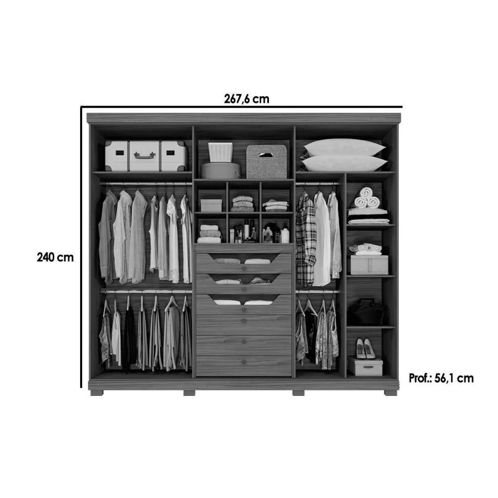 Guarda Roupa Casal 6 Portas E 6 Gavetas C- Pés Guarapari Cinamomo - Panan - 2