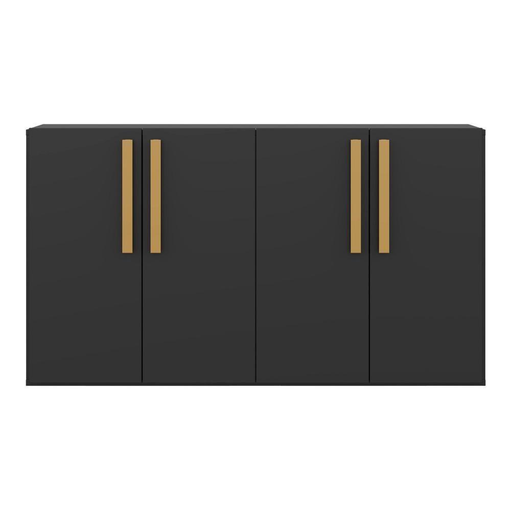 Aparador Buffet 4 Portas Suspenso Viena Preto/natural - 3