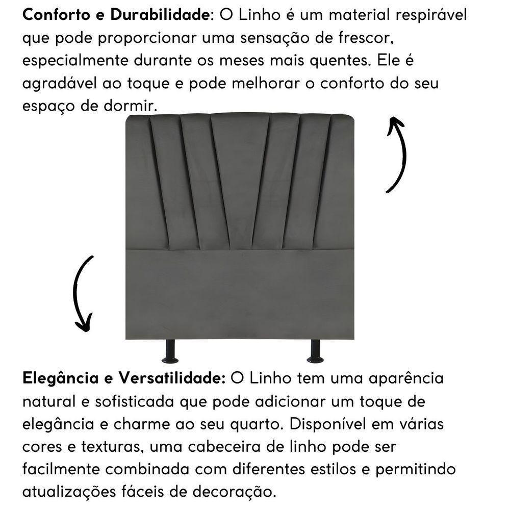 Cabeceira Solteiro Cama Box Estofada 90 Cm Antonella Linho Cinza - 5