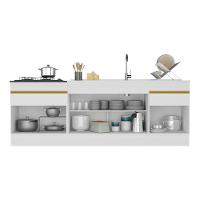 Kit Com 2 Balcões De Cozinha 150cm E 70cm Com Rodapé Veneza Multimóveis V2108 Branco/dourado Branco/dourado - 3