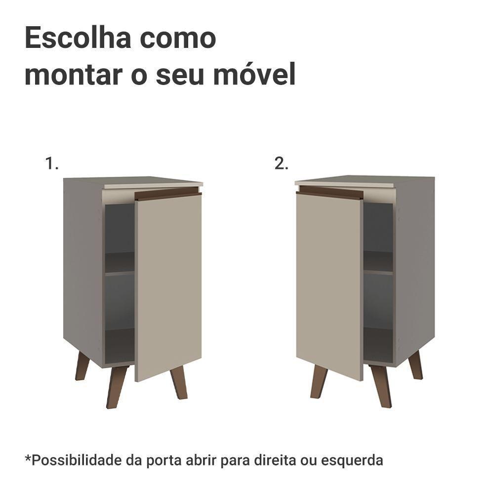 Balcão De Cozinha 40 Cm 1 Porta Com Pés Nice Madesa Crema - 4