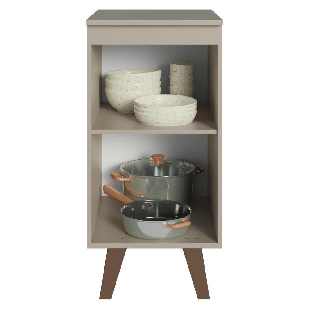 Balcão De Cozinha 40 Cm 1 Porta Com Pés Nice Madesa Crema - 6